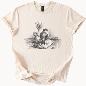 Minimalist Black Bird and Ink Graphic Tee Classic Simple Design
